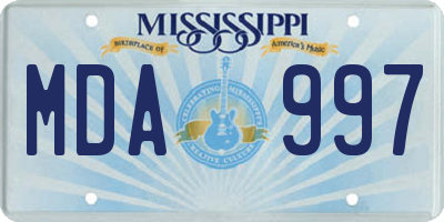 MS license plate MDA997