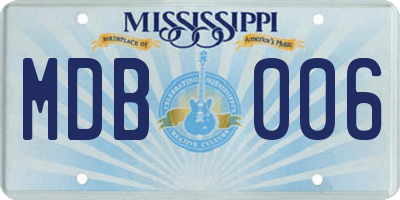 MS license plate MDB006