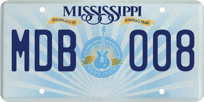 MS license plate MDB008