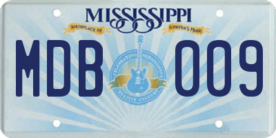 MS license plate MDB009