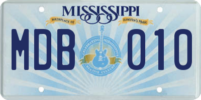 MS license plate MDB010