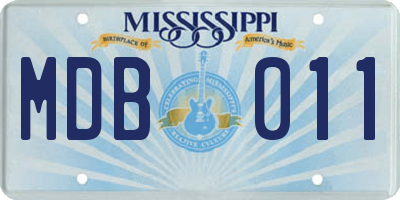 MS license plate MDB011