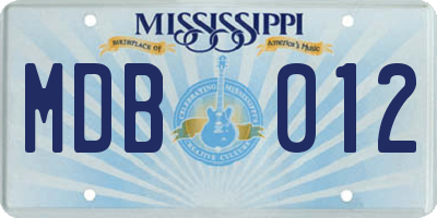 MS license plate MDB012