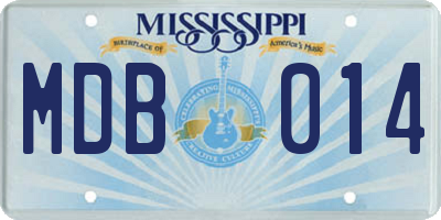 MS license plate MDB014