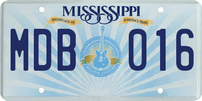 MS license plate MDB016