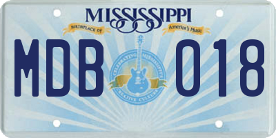 MS license plate MDB018
