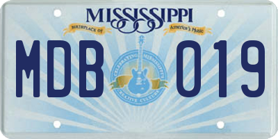 MS license plate MDB019
