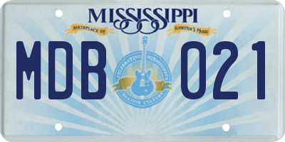 MS license plate MDB021