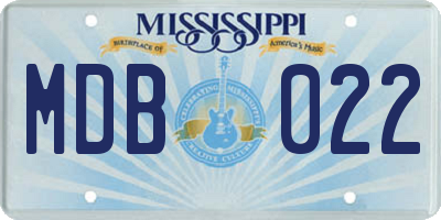 MS license plate MDB022