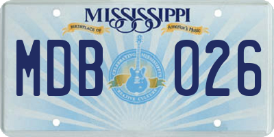 MS license plate MDB026