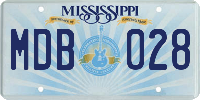 MS license plate MDB028