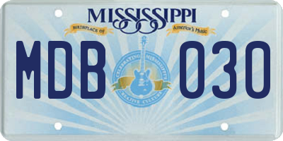 MS license plate MDB030