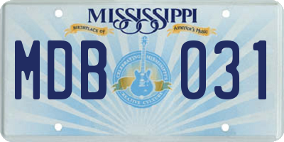 MS license plate MDB031