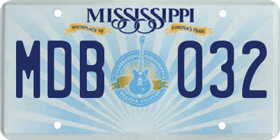 MS license plate MDB032