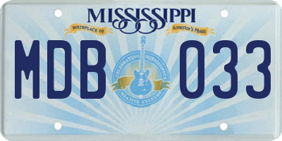 MS license plate MDB033