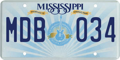 MS license plate MDB034