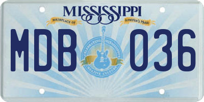 MS license plate MDB036