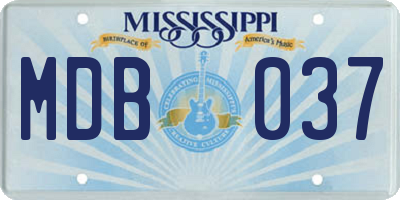 MS license plate MDB037