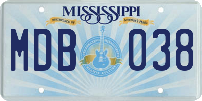MS license plate MDB038