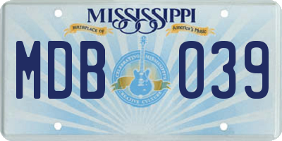 MS license plate MDB039