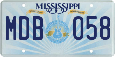 MS license plate MDB058
