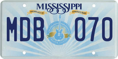 MS license plate MDB070