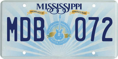 MS license plate MDB072