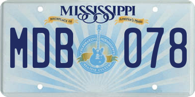 MS license plate MDB078