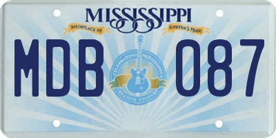 MS license plate MDB087