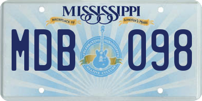 MS license plate MDB098