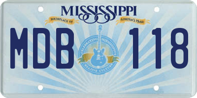 MS license plate MDB118
