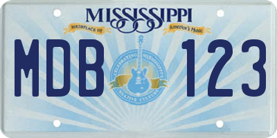 MS license plate MDB123