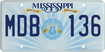 MS license plate MDB136