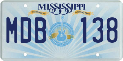 MS license plate MDB138