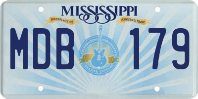 MS license plate MDB179