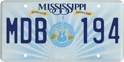 MS license plate MDB194