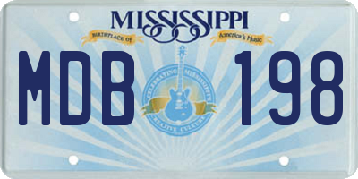 MS license plate MDB198