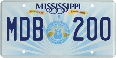 MS license plate MDB200