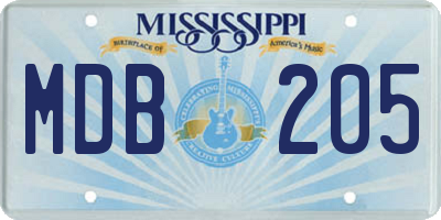 MS license plate MDB205