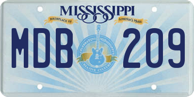 MS license plate MDB209
