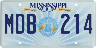 MS license plate MDB214