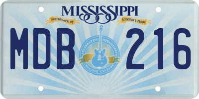 MS license plate MDB216