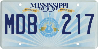 MS license plate MDB217