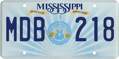 MS license plate MDB218