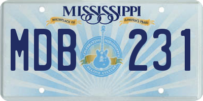 MS license plate MDB231