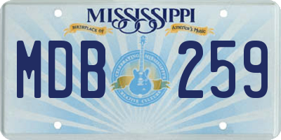 MS license plate MDB259