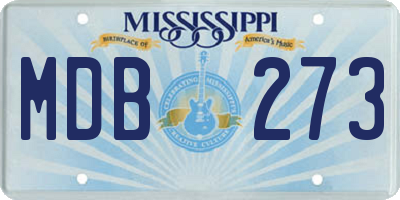 MS license plate MDB273