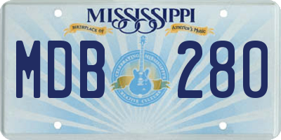 MS license plate MDB280