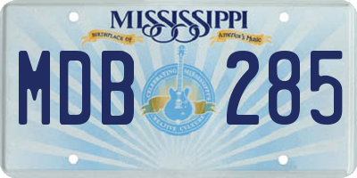 MS license plate MDB285