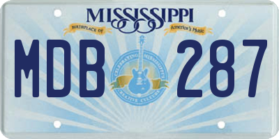 MS license plate MDB287